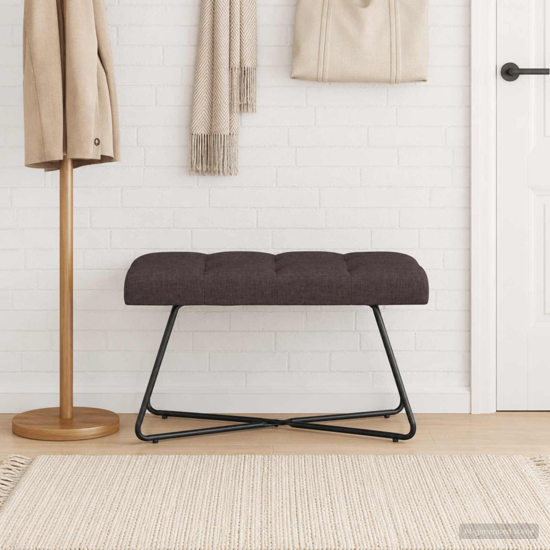 Bænk med knap tufting Mørk Brun 80 x 40 x 46 cm Stof