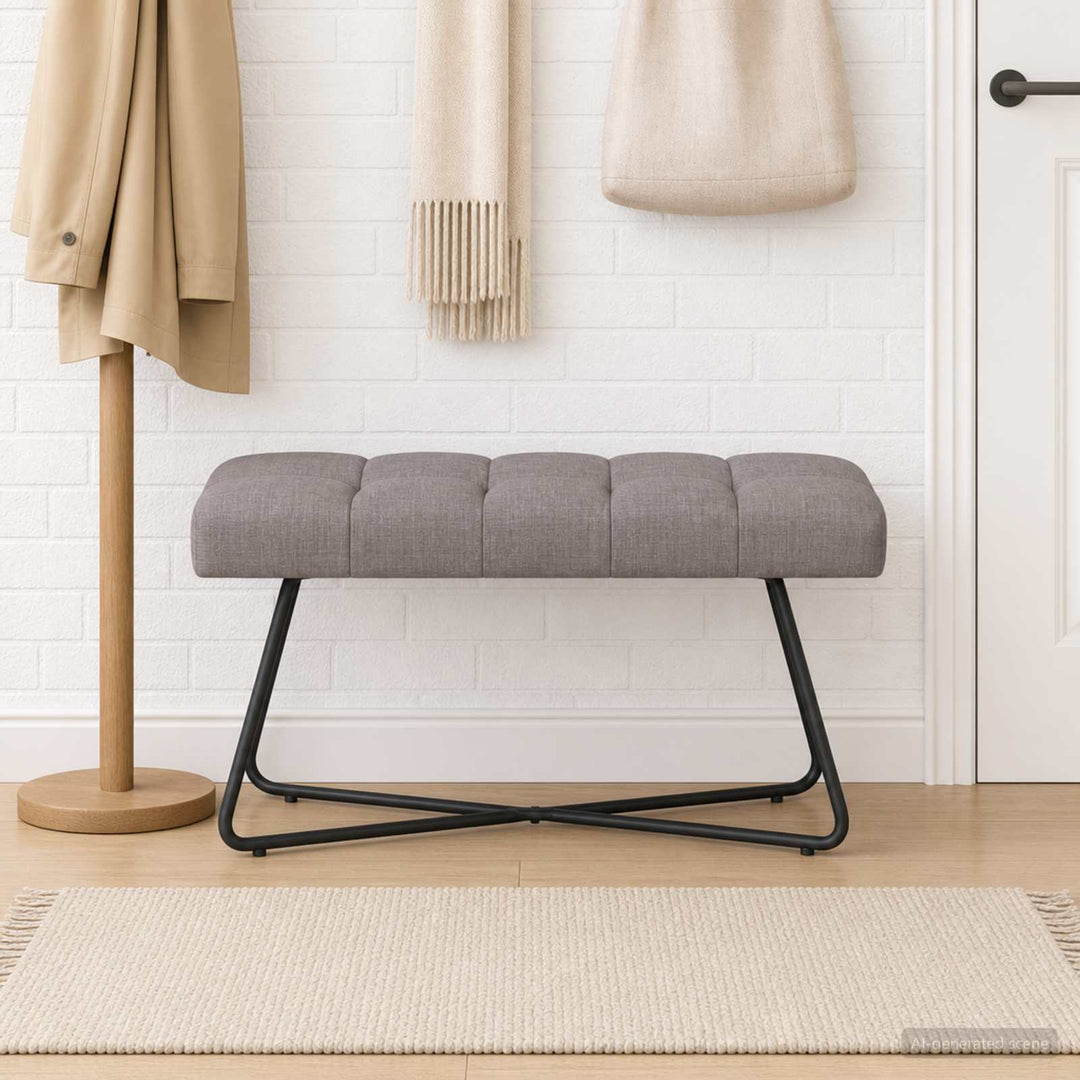 Bænk med knap tufting Gråbrun 80 x 40 x 46 cm Stof Knap tufted