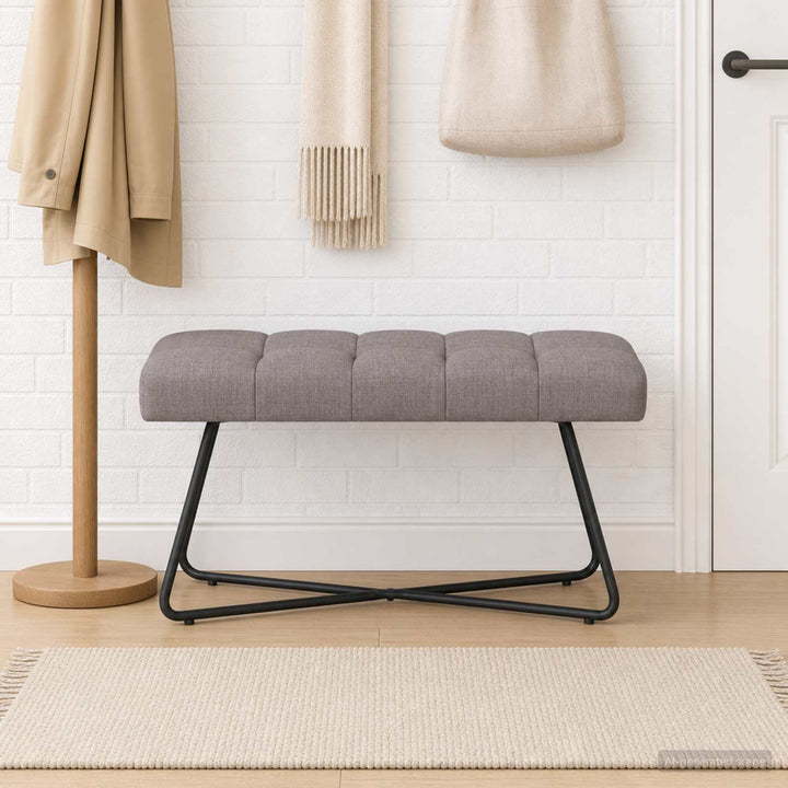 Bænk med knap tufting Gråbrun 80 x 40 x 46 cm Stof Knap tufted