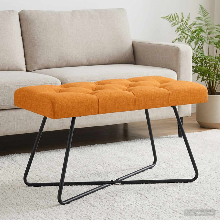 Bænk med knap tufting Mørk Gul 80 x 40 x 46 cm Stof