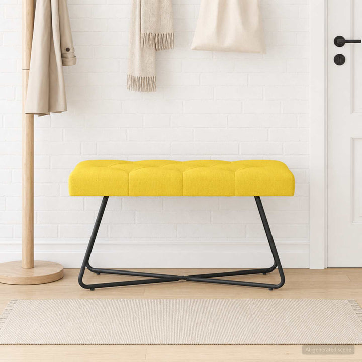Bænk med knap tufting Lys Gul 80 x 40 x 46 cm Stof