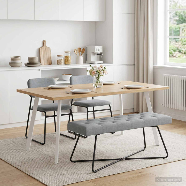 Bænk med knap tufting Lysegrå 110 x 40 x 46 cm Stof