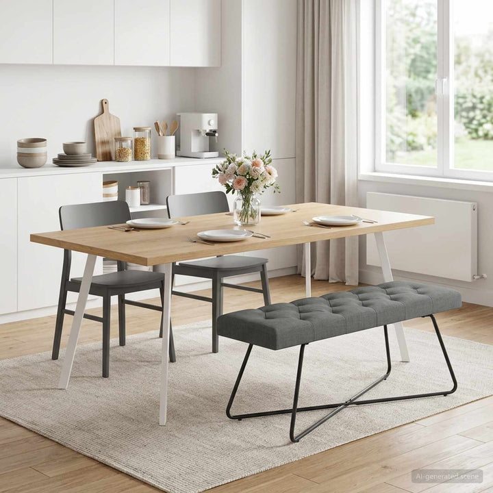 Bænk med knap tufting Mørkegrå 110 x 40 x 46 cm Stof