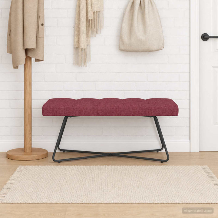 Bænk med knap tufting Vinrød 110 x 40 x 46 cm Stof