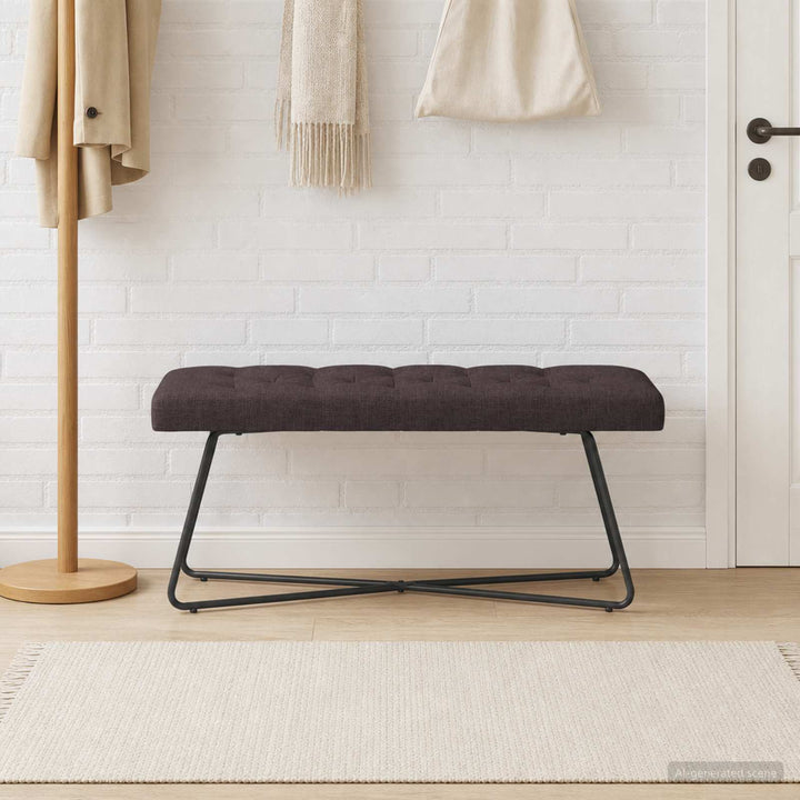 Bænk med knap tufting Mørk Brun 110 x 40 x 46 cm Stof