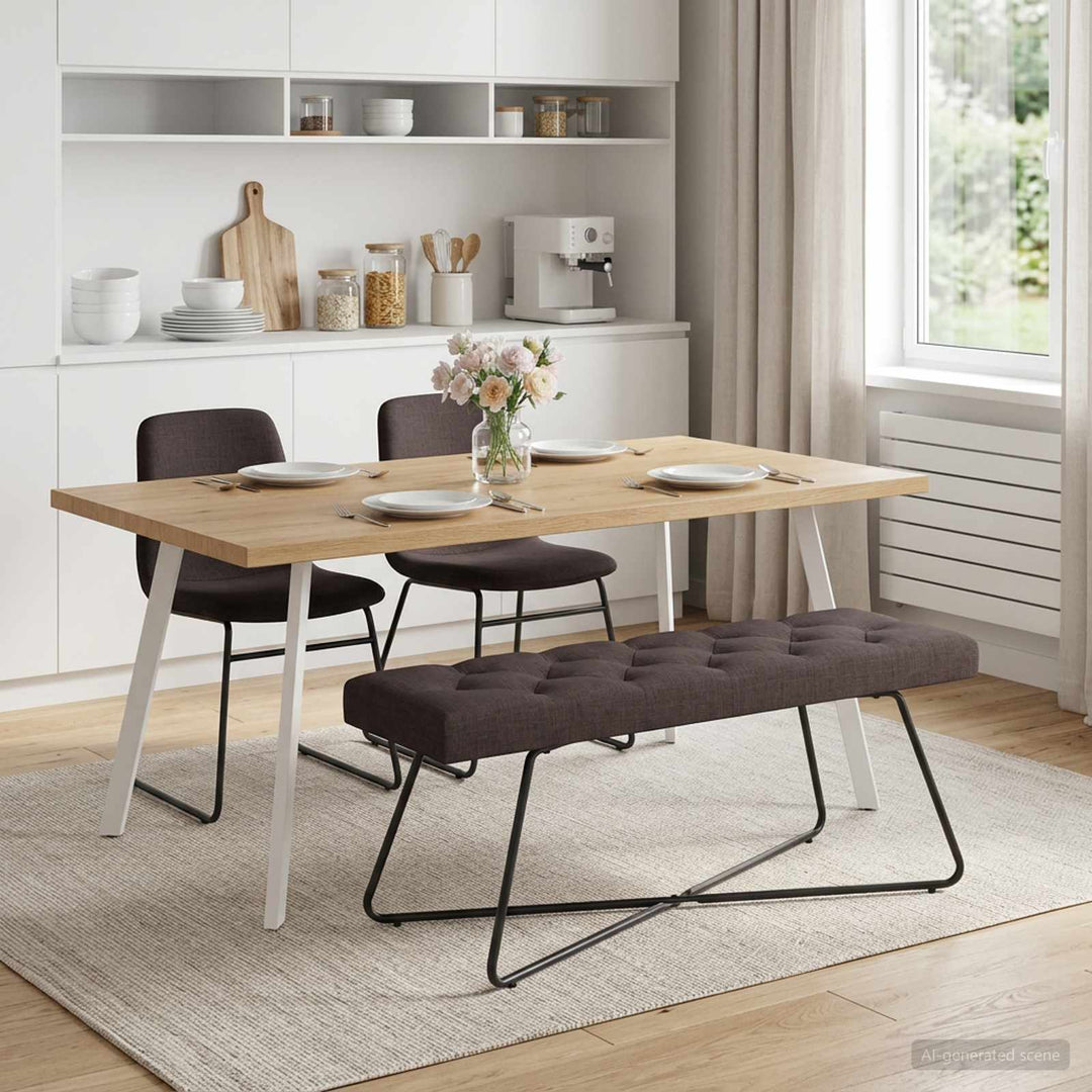 Bænk med knap tufting Mørk Brun 110 x 40 x 46 cm Stof