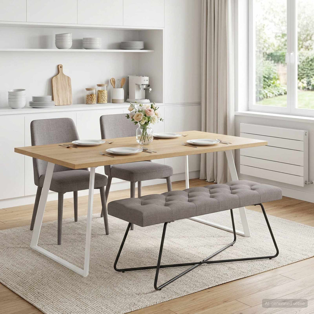 Bænk med knap tufting Gråbrun 110 x 40 x 46 cm Stof Knap tufted