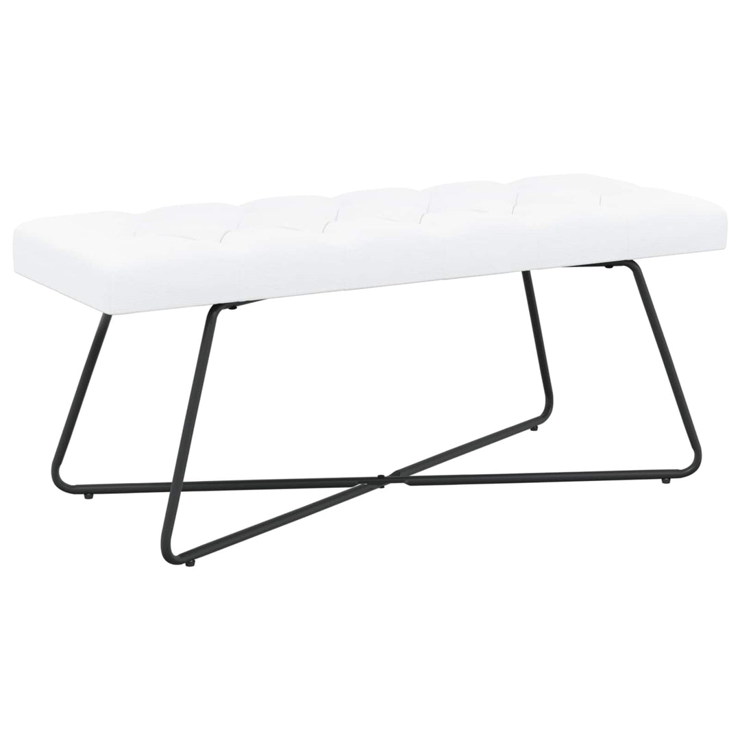 Bænk med knap tufting Hvid 110 x 40 x 46 cm Stof