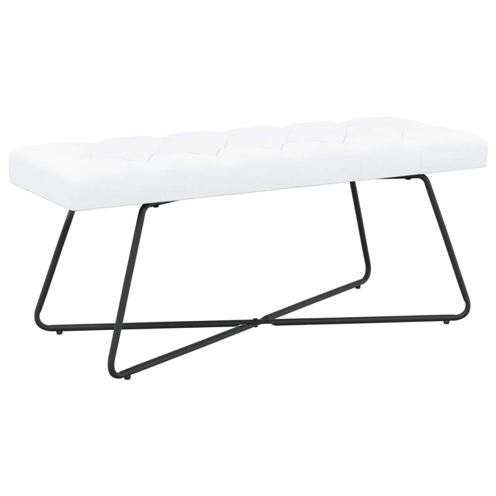 Bænk med knap tufting Hvid 110 x 40 x 46 cm Stof
