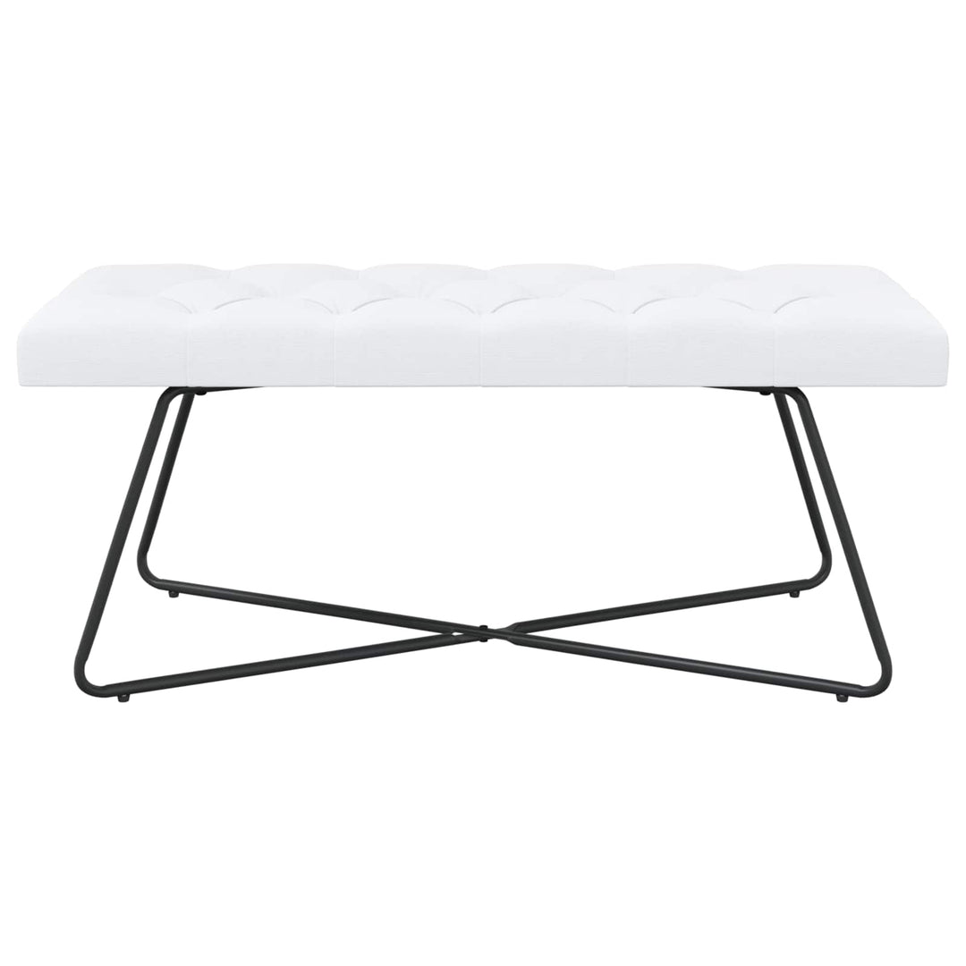 Bænk med knap tufting Hvid 110 x 40 x 46 cm Stof