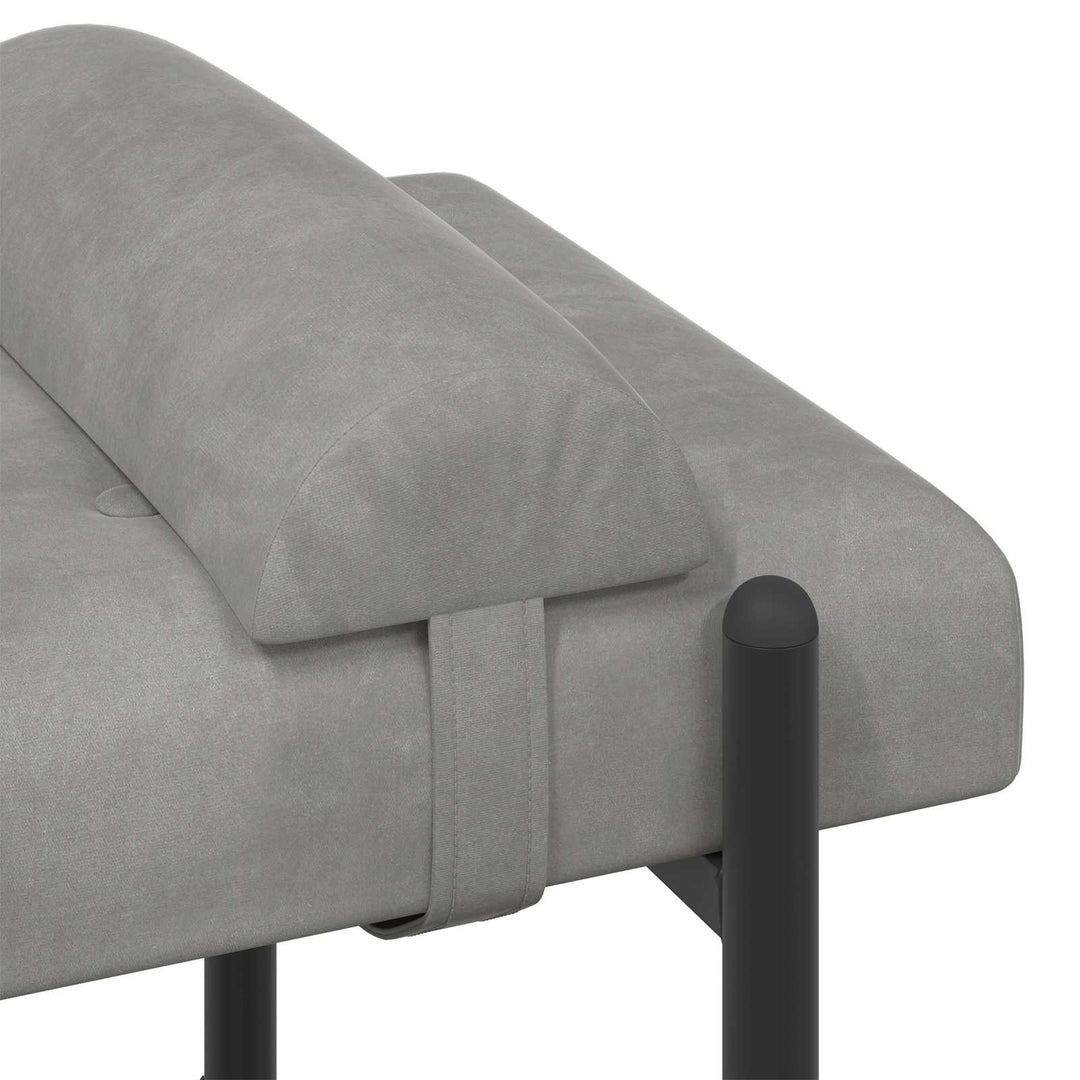 Knappet bænk med puder Lysegrå 110 x 40 x 46 cm Fløjl