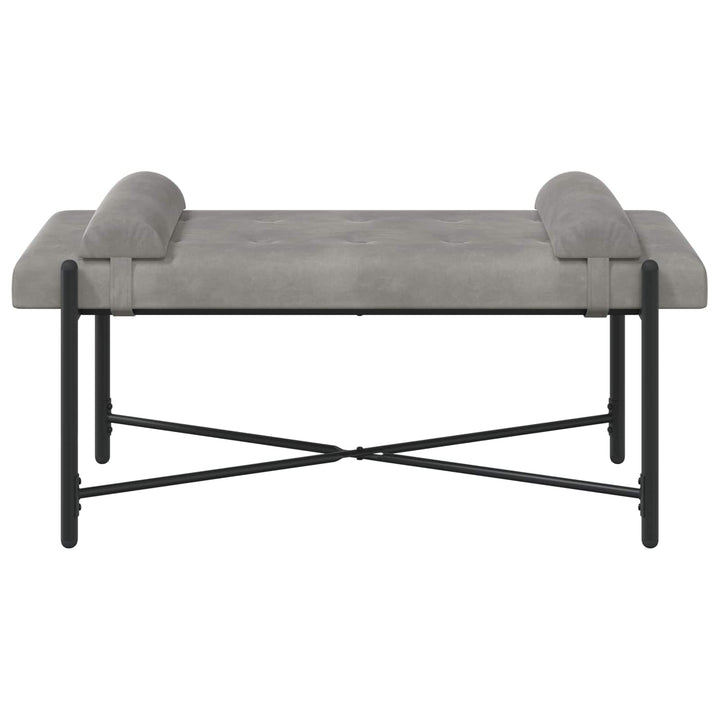 Knappet bænk med puder Lysegrå 110 x 40 x 46 cm Fløjl