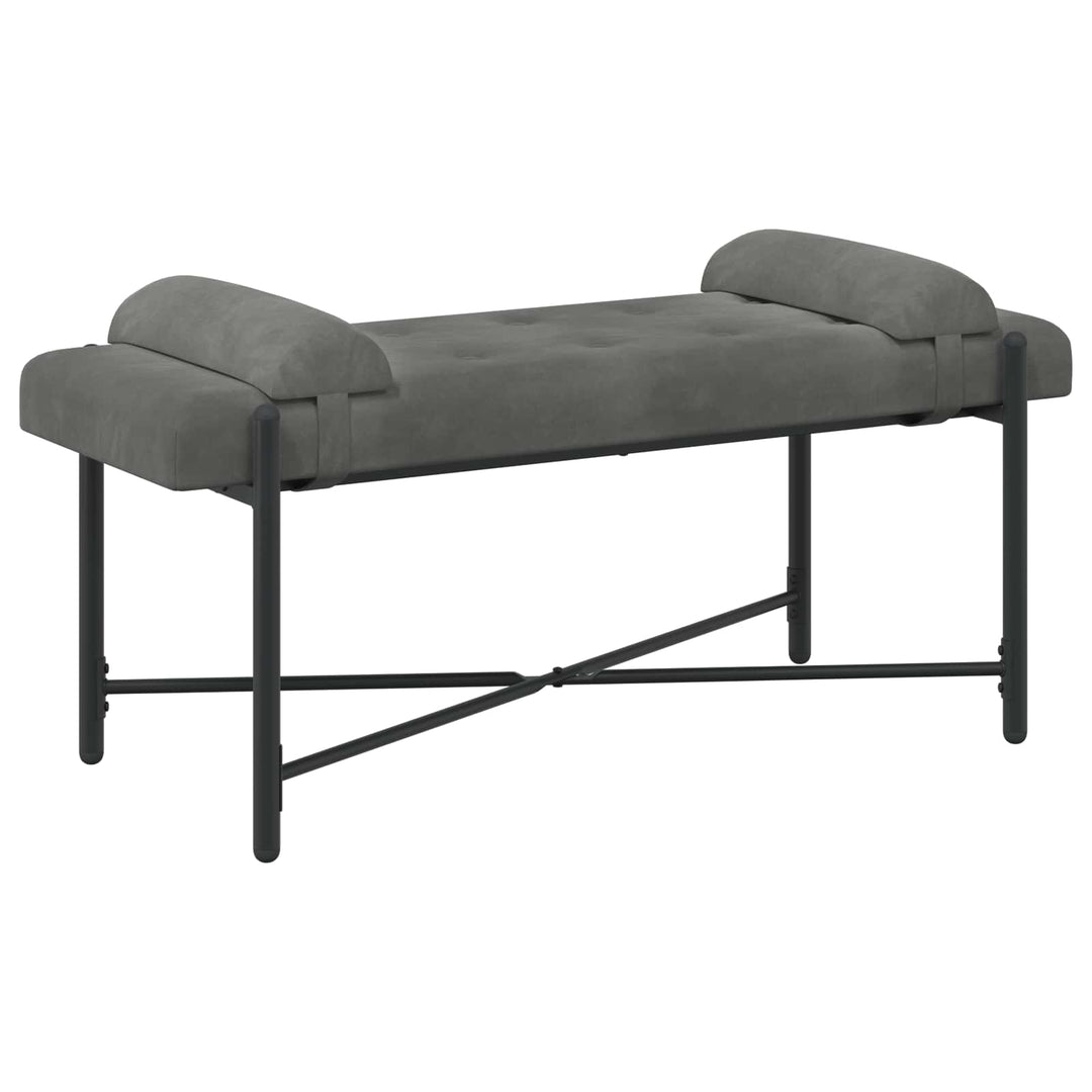 Knappet bænk med puder Mørkegrå 110 x 40 x 46 cm Fløjl