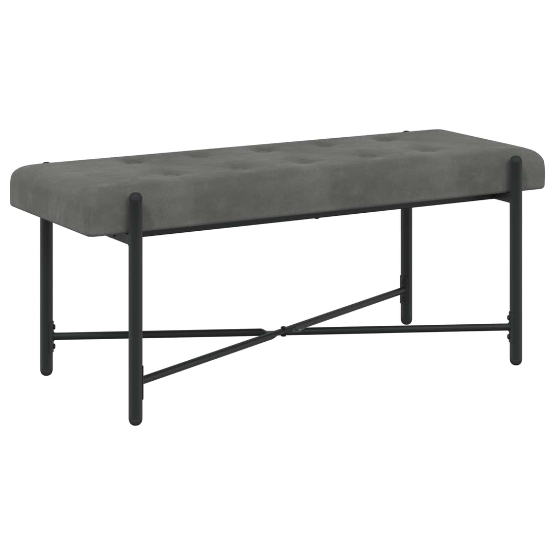 Knappet bænk med puder Mørkegrå 110 x 40 x 46 cm Fløjl