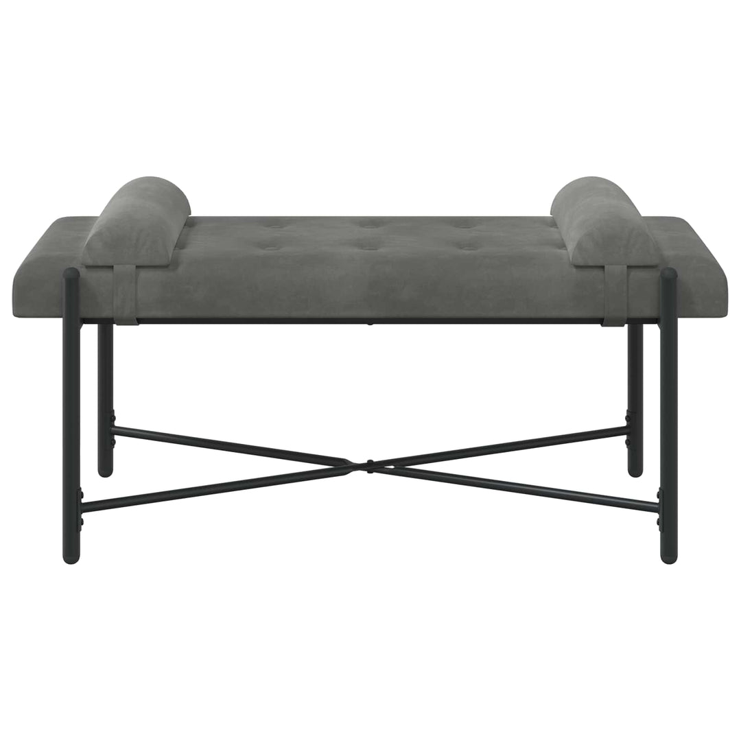 Knappet bænk med puder Mørkegrå 110 x 40 x 46 cm Fløjl