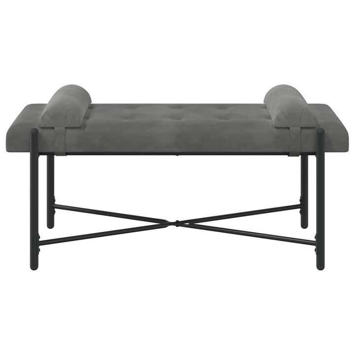 Knappet bænk med puder Mørkegrå 110 x 40 x 46 cm Fløjl