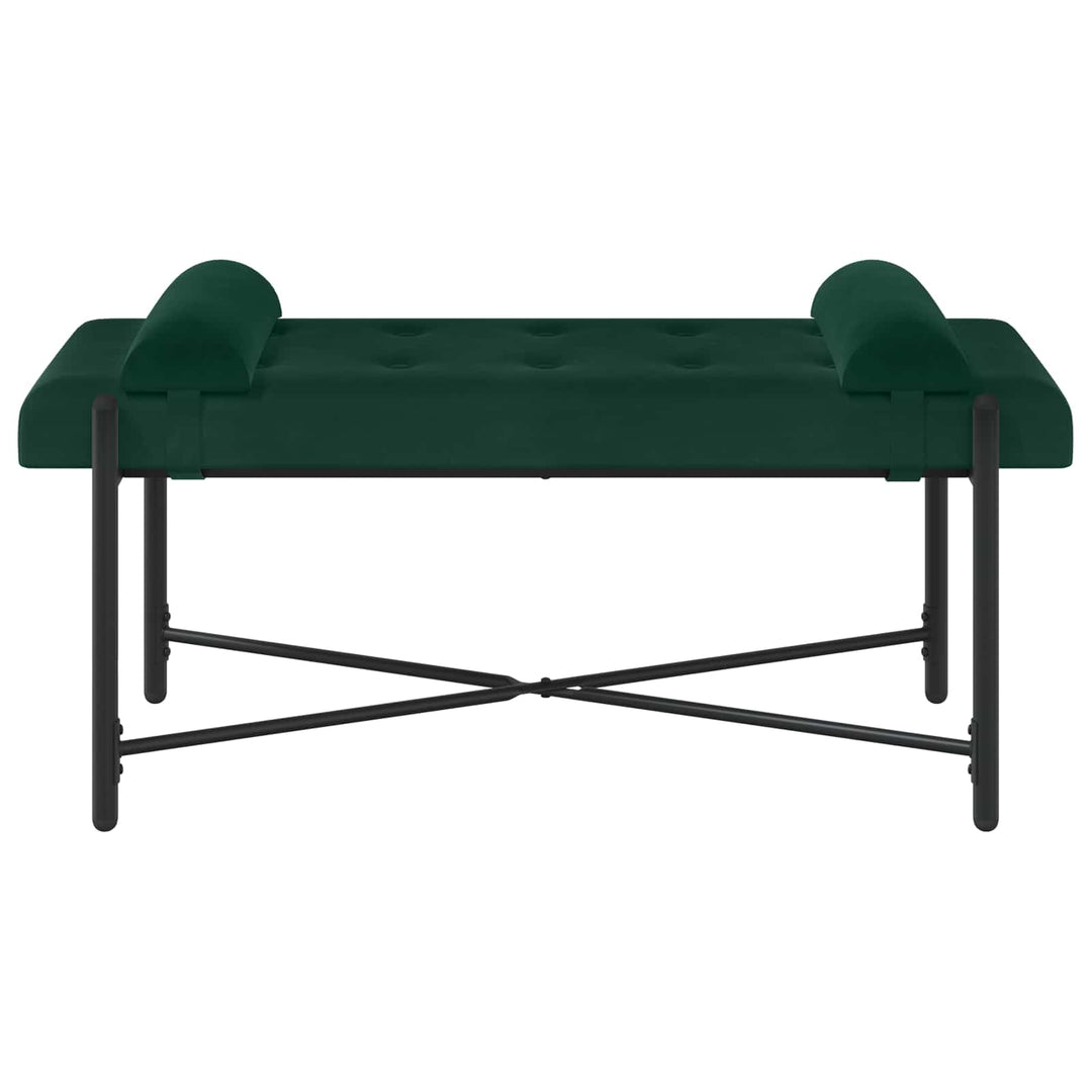 Knappet bænk med puder Mørkegrøn 110 x 40 x 46 cm Fløjl