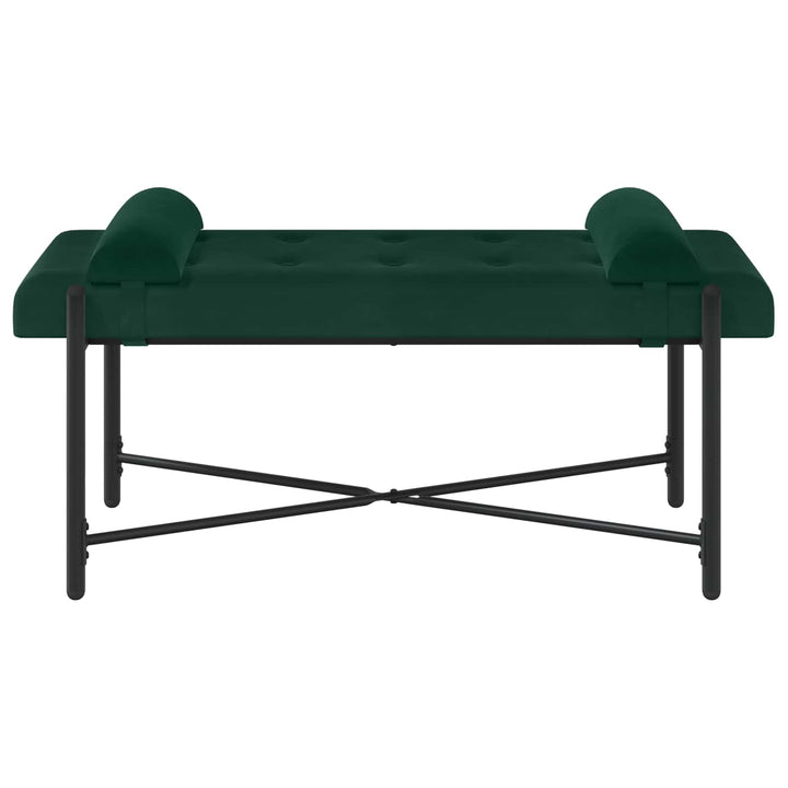 Knappet bænk med puder Mørkegrøn 110 x 40 x 46 cm Fløjl