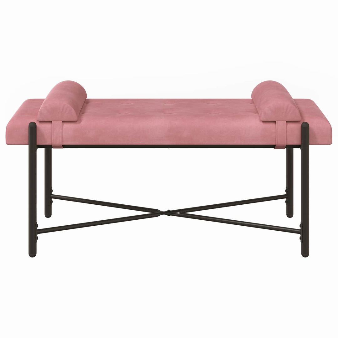 Knappet bænk med puder Lyserød 110 x 40 x 46 cm Fløjl