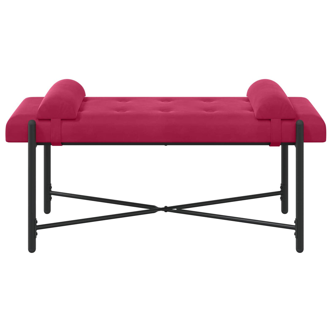 Knappet bænk med puder med pude Vinrød 110 x 40 x 46 cm Velour