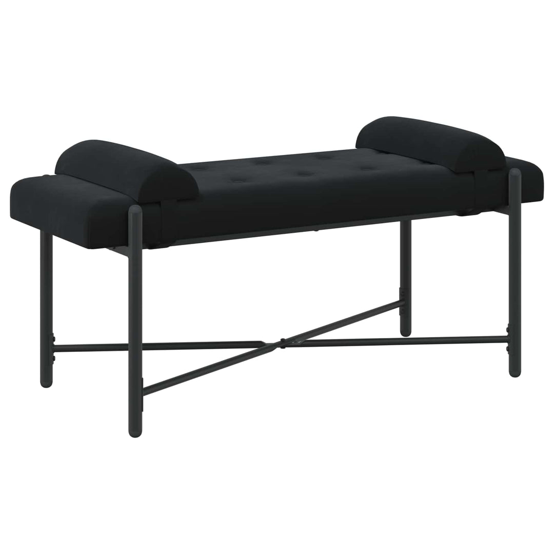 Knappet bænk med puder med pude Sort 110 x 40 x 46 cm Velour