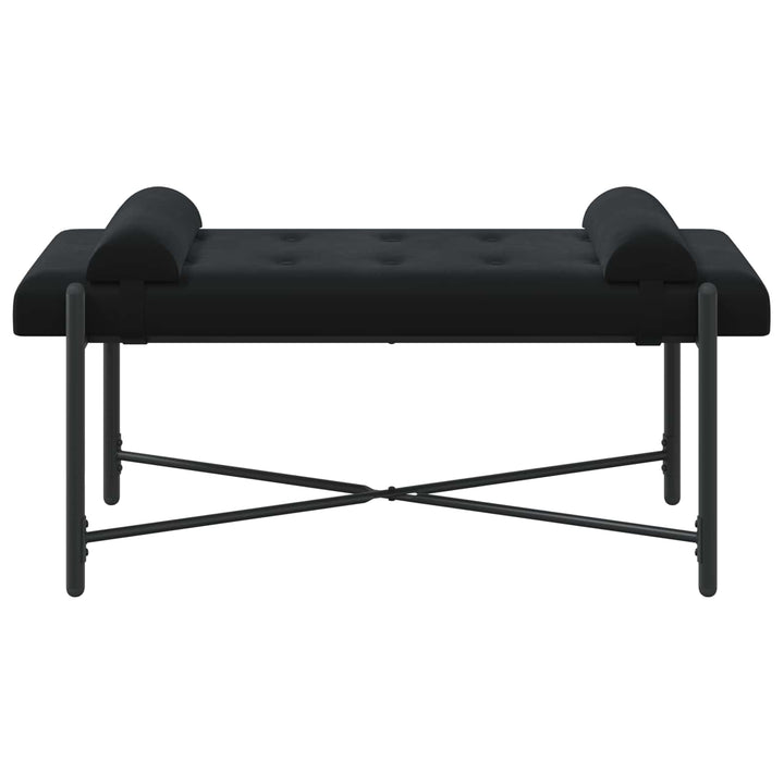Knappet bænk med puder med pude Sort 110 x 40 x 46 cm Velour