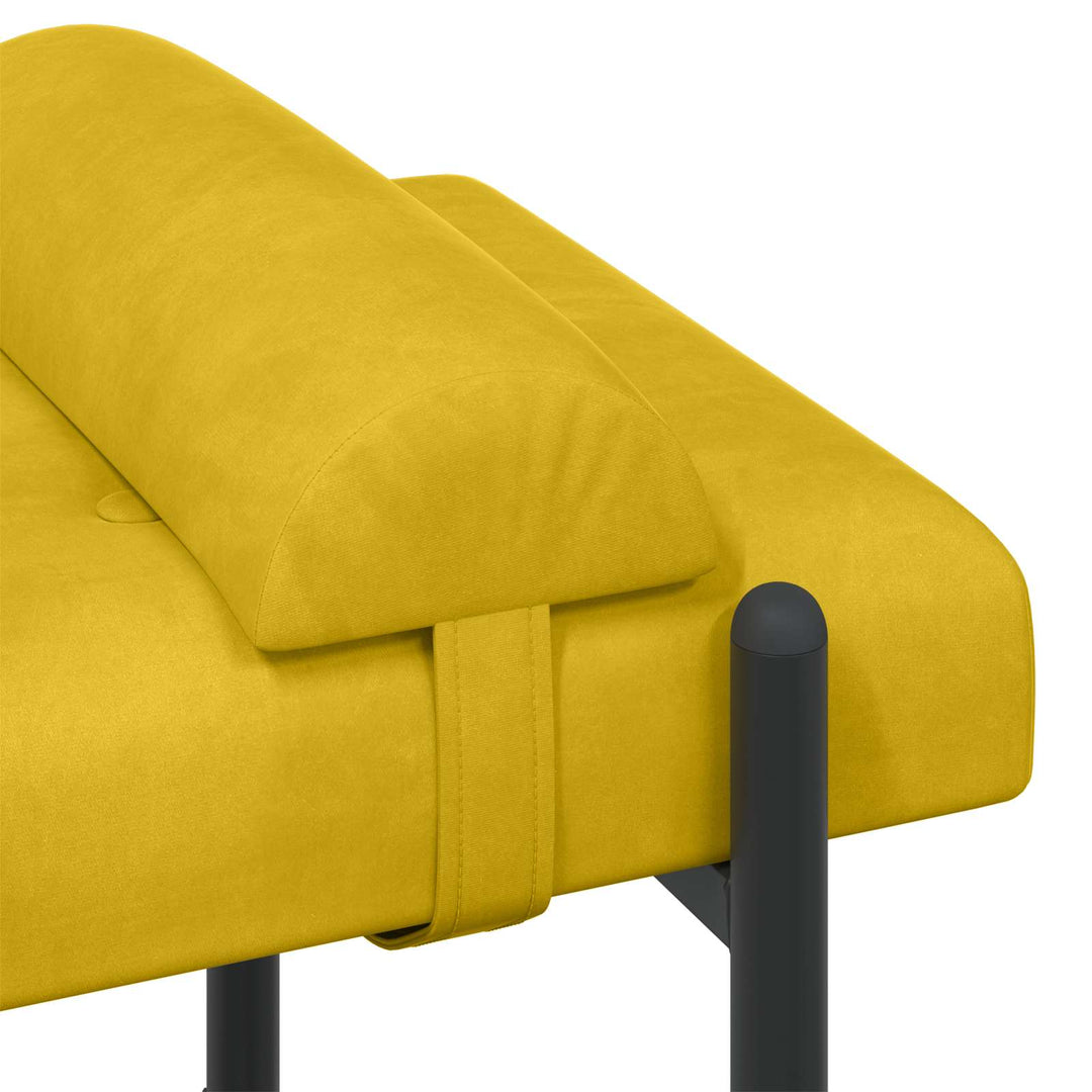 Knappet bænk med puder med pude Gul 110 x 40 x 46 cm Velour