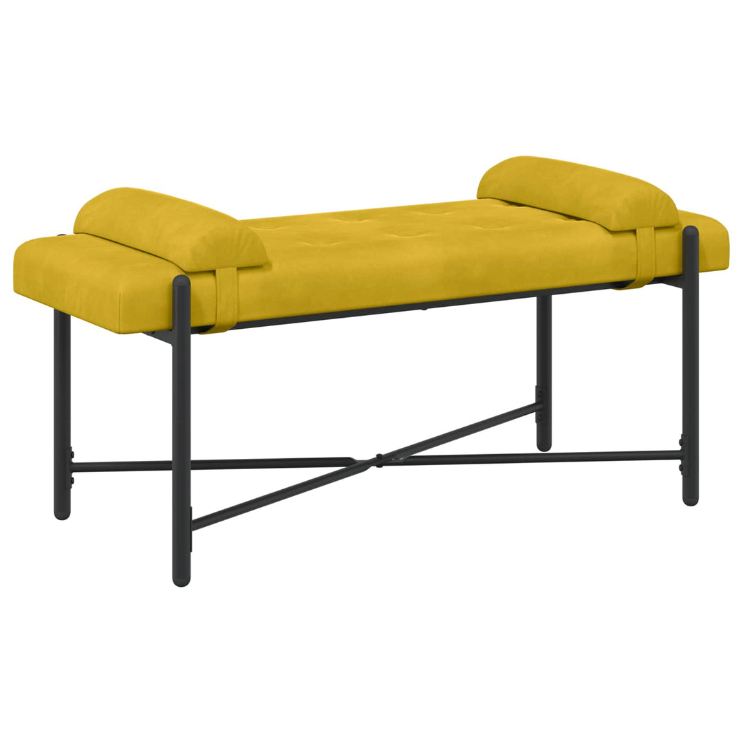 Knappet bænk med puder med pude Gul 110 x 40 x 46 cm Velour