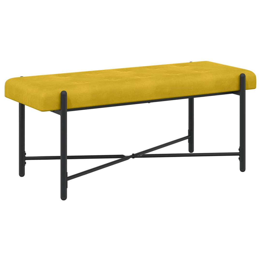 Knappet bænk med puder med pude Gul 110 x 40 x 46 cm Velour