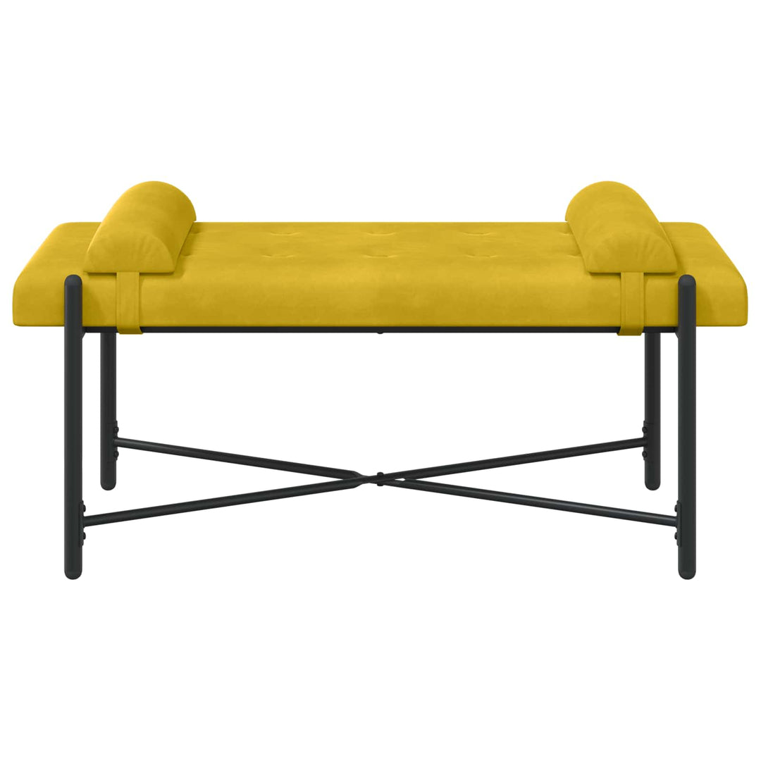 Knappet bænk med puder med pude Gul 110 x 40 x 46 cm Velour