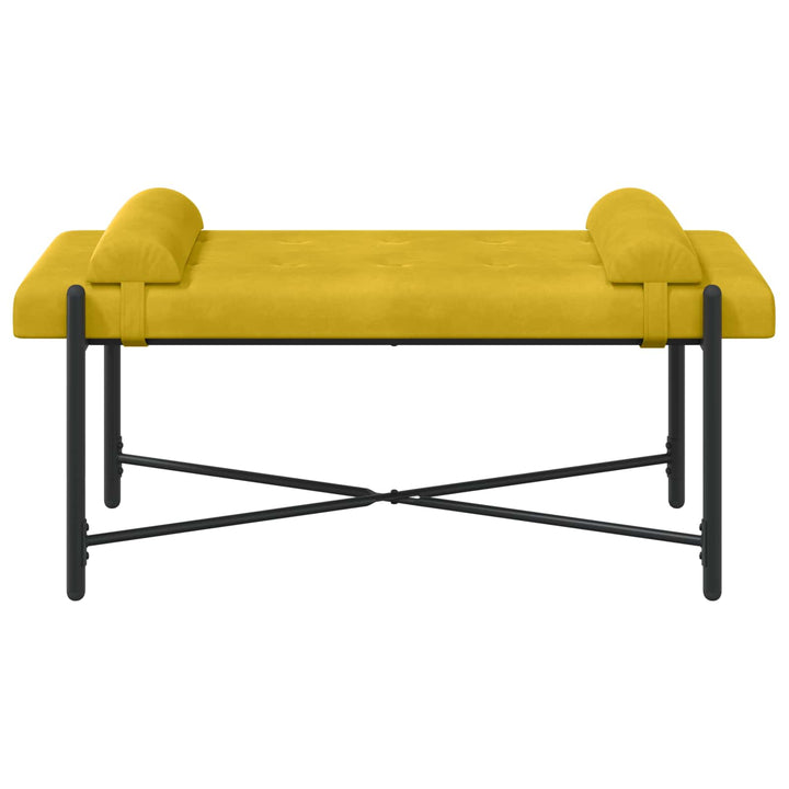 Knappet bænk med puder med pude Gul 110 x 40 x 46 cm Velour