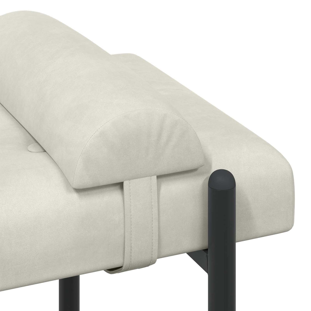 Knappet bænk med puder Cremefarvet 110 x 40 x 46 cm Velour