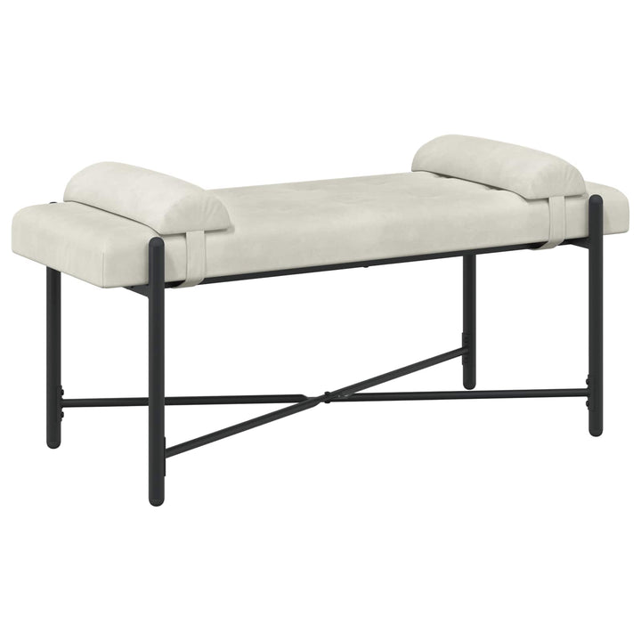 Knappet bænk med puder Cremefarvet 110 x 40 x 46 cm Velour
