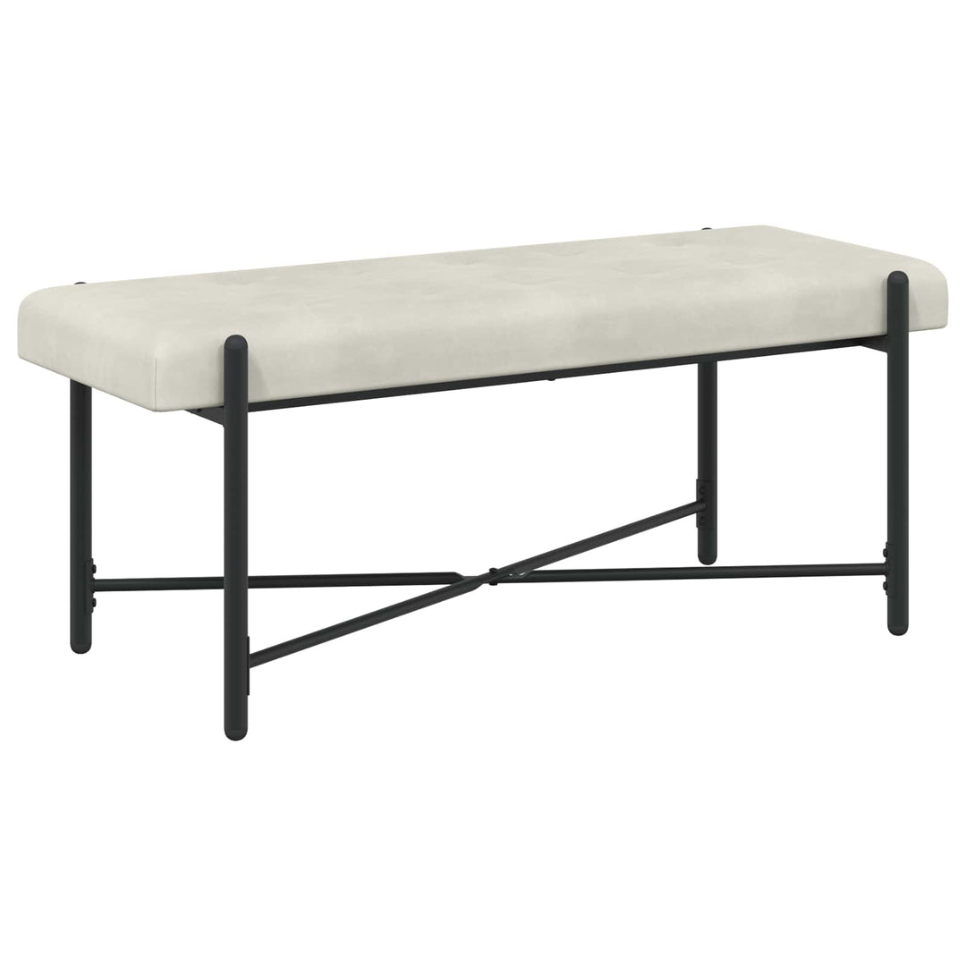 Knappet bænk med puder Cremefarvet 110 x 40 x 46 cm Velour