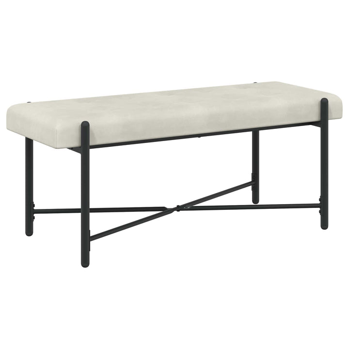 Knappet bænk med puder Cremefarvet 110 x 40 x 46 cm Velour