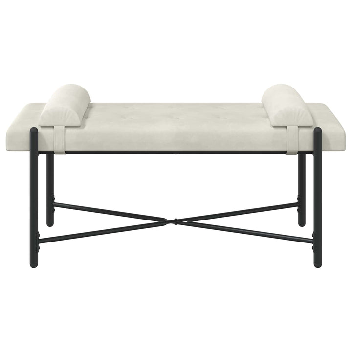 Knappet bænk med puder Cremefarvet 110 x 40 x 46 cm Velour
