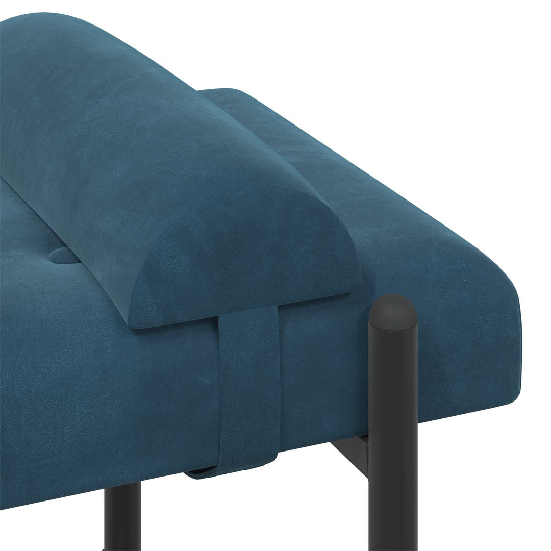 Knappet bænk med puder med pude Blå 110 x 40 x 46 cm Velour