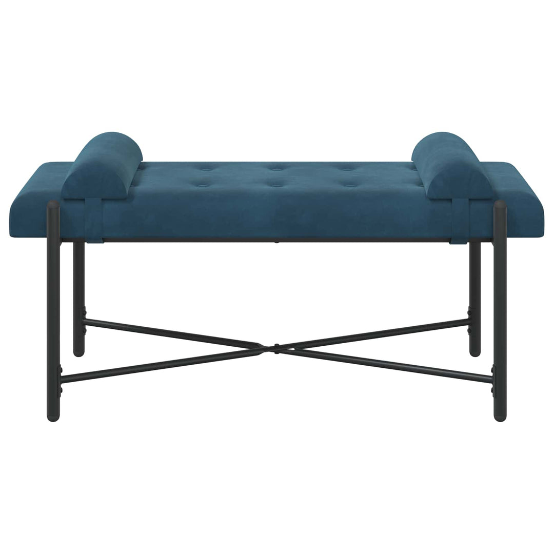 Knappet bænk med puder med pude Blå 110 x 40 x 46 cm Velour