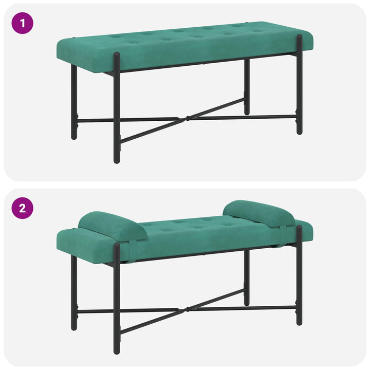 Knappet bænk med puder med pude Turkis 110 x 40 x 46 cm Velour
