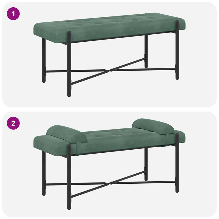 Knappet bænk med puder med pude Havgrøn 110 x 40 x 46 cm Velour