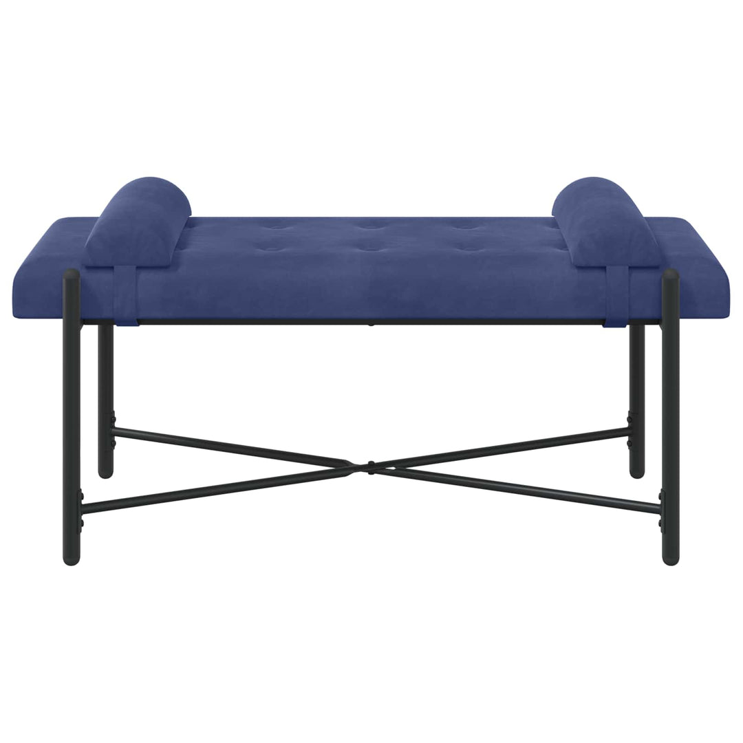 Knappet bænk med puder Politi blå 110 x 40 x 46 cm Velour