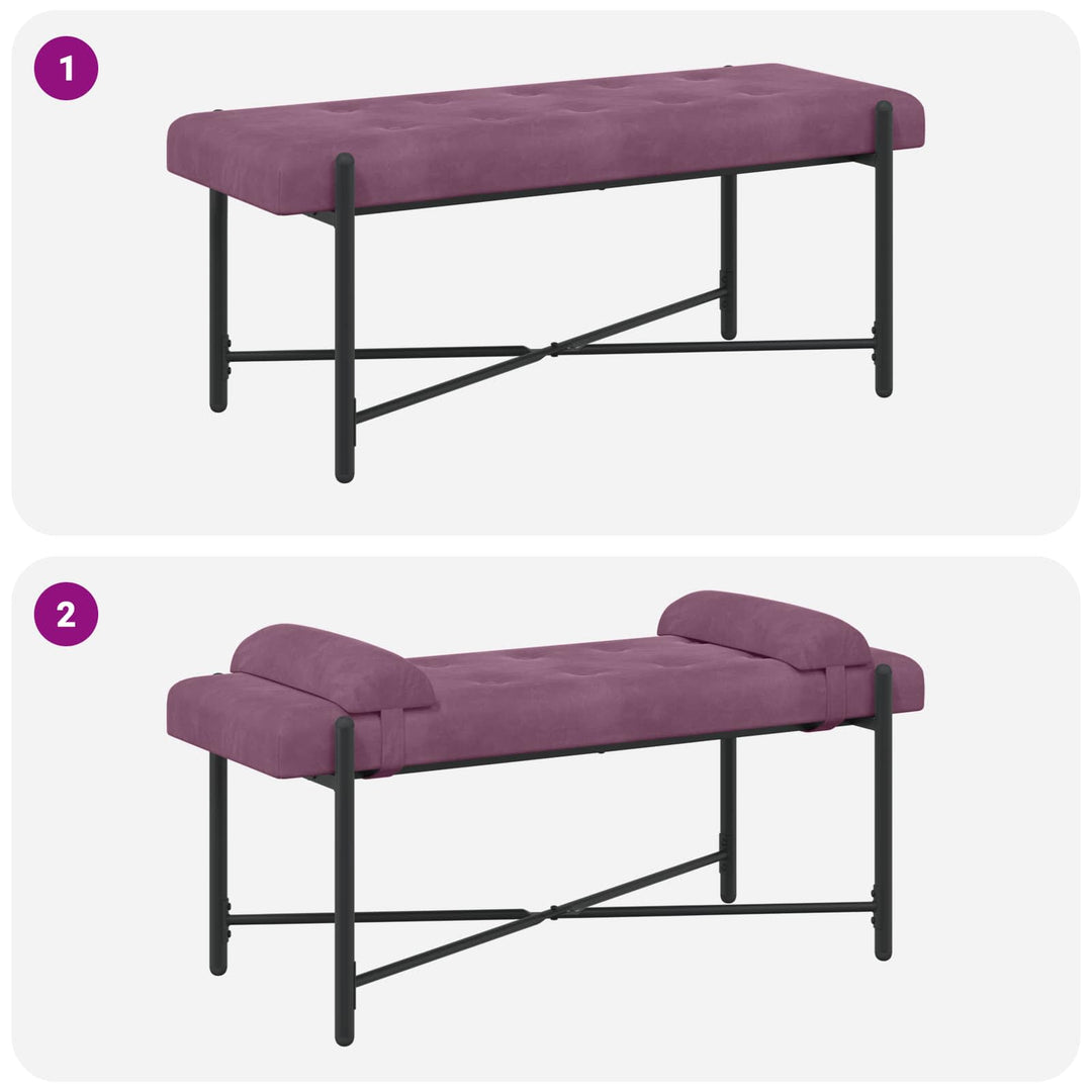 Knappet bænk med puder med pude Lilla 110 x 40 x 46 cm Velour
