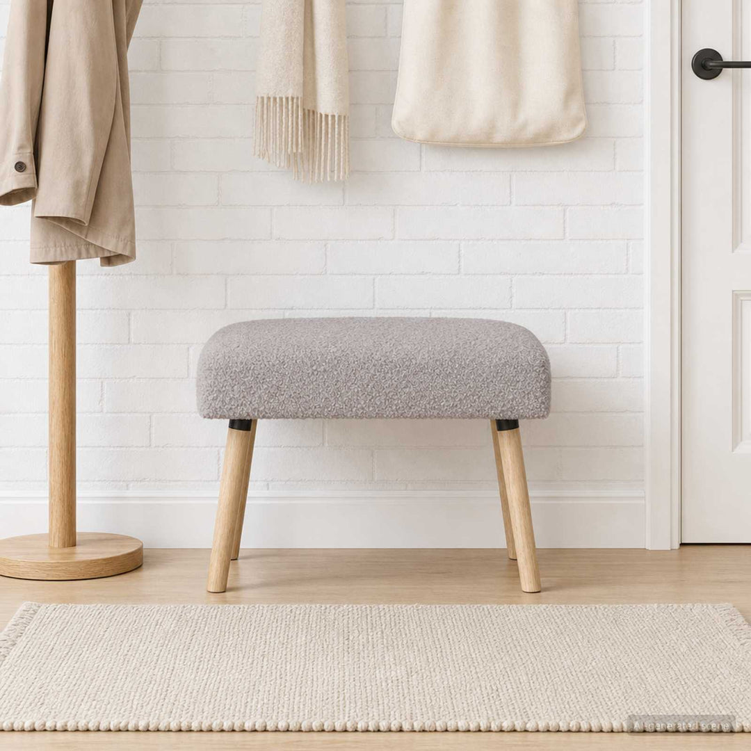 bænk Ensfarvet Lysegrå 60 x 40 x 45 cm Bouclé