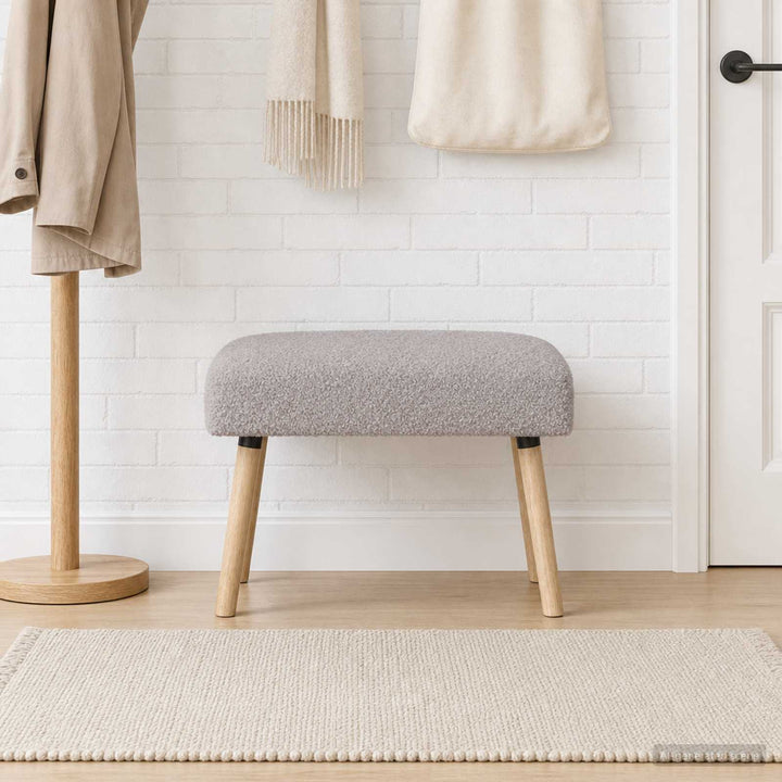 bænk Ensfarvet Lysegrå 60 x 40 x 45 cm Bouclé