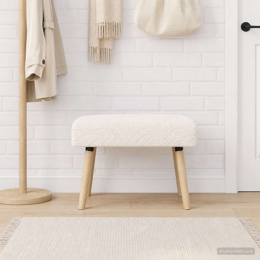 bænk Ensfarvet Cremefarvet 60 x 40 x 45 cm Bouclé