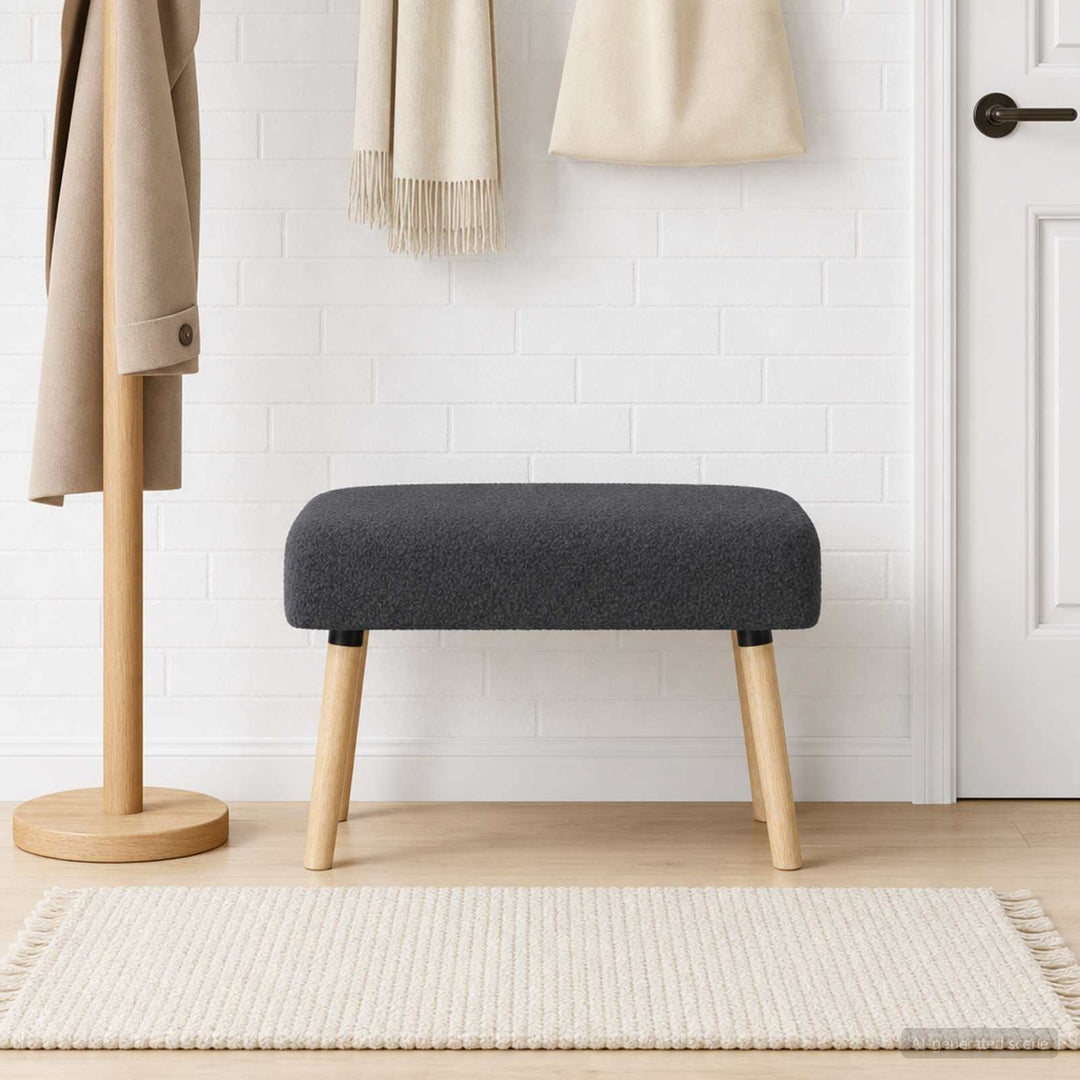 bænk Ensfarvet Mørkegrå 60 x 40 x 45 cm Bouclé