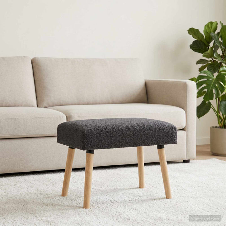 bænk Ensfarvet Mørkegrå 60 x 40 x 45 cm Bouclé
