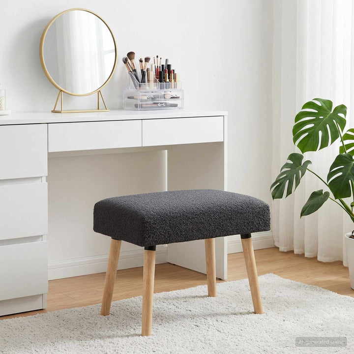 bænk Ensfarvet Mørkegrå 60 x 40 x 45 cm Bouclé