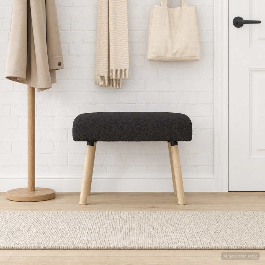 bænk Ensfarvet Sort 60 x 40 x 45 cm Bouclé