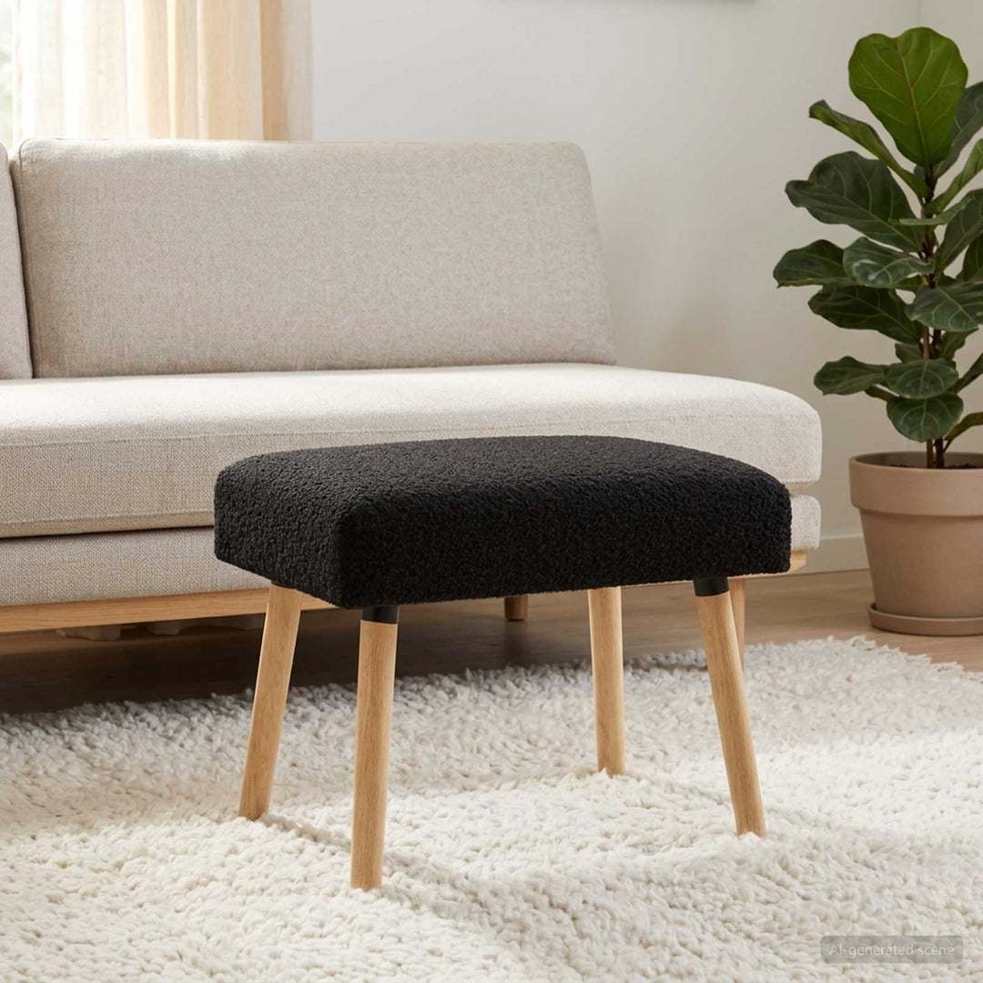 bænk Ensfarvet Sort 60 x 40 x 45 cm Bouclé